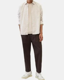 Chemise en Popeline 100% Coton Bio Regular Fit vichy blanc/beige