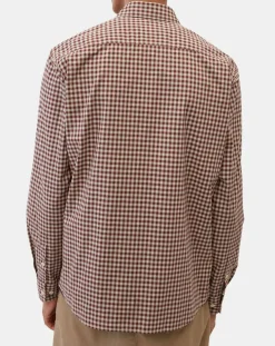 Chemise en Popeline 100% Coton Bio Regular Fit vichy blanc/rouge