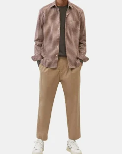 Chemise en Popeline 100% Coton Bio Regular Fit vichy blanc/rouge