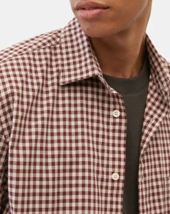 Chemise en Popeline 100% Coton Bio Regular Fit vichy blanc/rouge