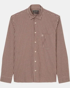 Chemise en Popeline 100% Coton Bio Regular Fit vichy blanc/rouge