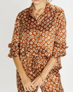 Chemise en Soie mélangée Ines marron