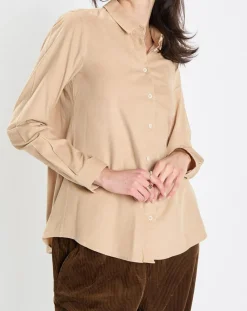 Chemise en Velours côtelé fin Milleraies beige