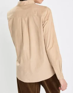 Chemise en Velours côtelé fin Milleraies beige