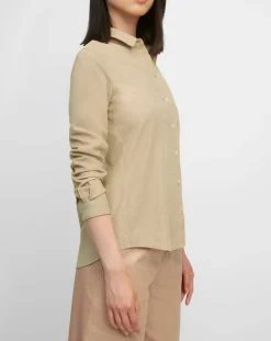 Chemise en Velours côtelé fin Milleraies beige