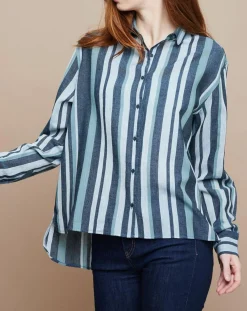 Chemise Florentine Essaouira Stripes vert sapin/vert pâle