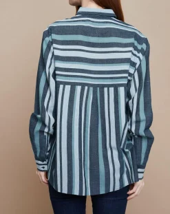 Chemise Florentine Essaouira Stripes vert sapin/vert pâle