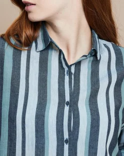 Chemise Florentine Essaouira Stripes vert sapin/vert pâle