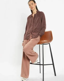 Chemise fluide col lavallière Gemma marron