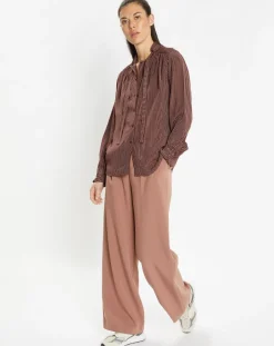 Chemise fluide col lavallière Gemma marron