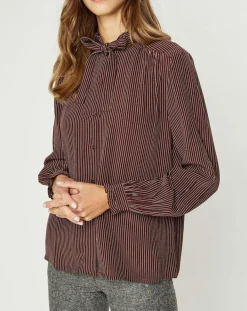 Chemise fluide col lavallière Gemma marron