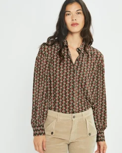 Chemise fluide Store imprimée forest kaki/marron