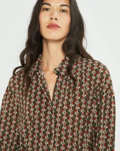 Chemise fluide Store imprimée forest kaki/marron