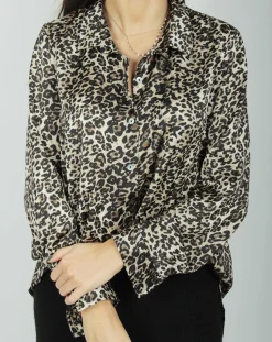 Chemise fluide West imprimée wild beige/noir