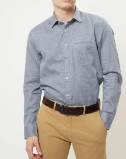 Chemise imprimée regular fit bleu/blanc