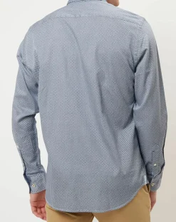 Chemise imprimée regular fit bleu/blanc