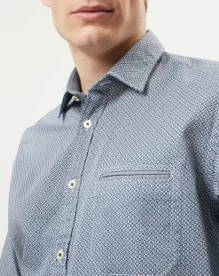 Chemise imprimée regular fit bleu/blanc