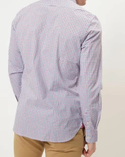 Chemise imprimée shaped fit rouge/blanc