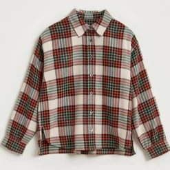 Chemise Ironie en Coton à carreaux rouge/beige