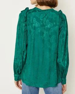 Chemise Izana motifs ton sur ton verte