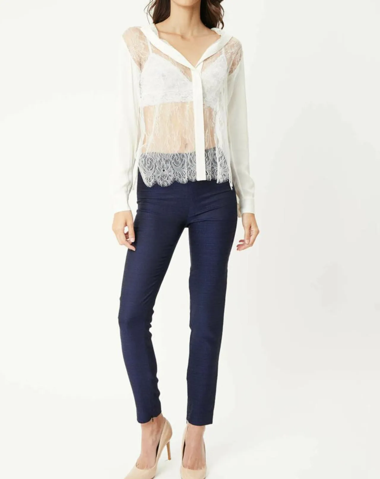 Chemise Leisuring en dentelle ivoire