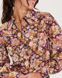 Chemise Liberty Fauve imprimée cerise noire/multicolore