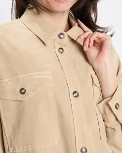 Chemise longue Overshirt Loose beige
