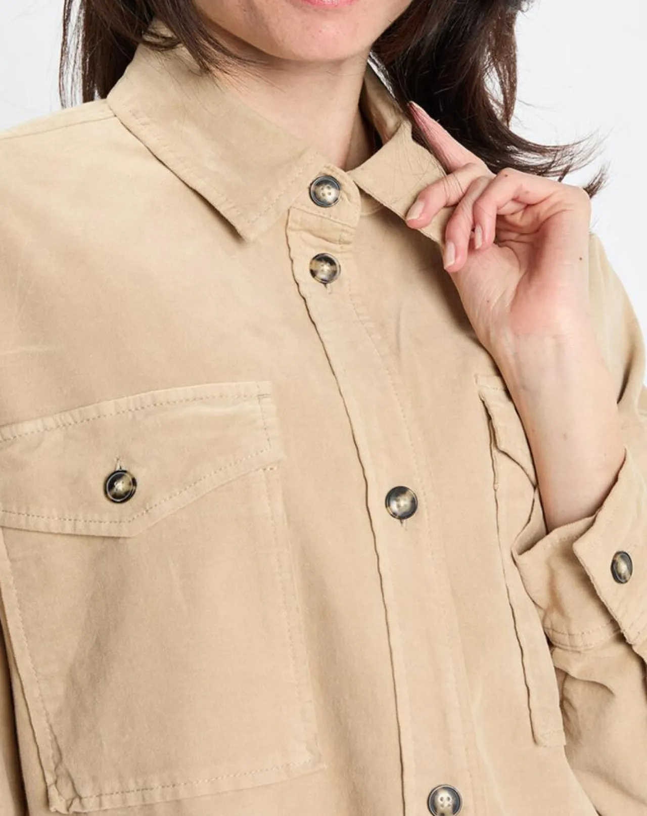 Chemise longue Overshirt Loose beige