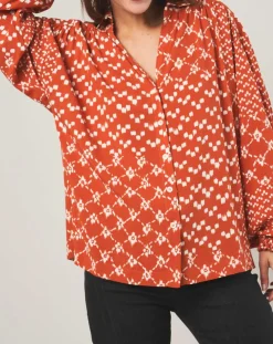 Chemise loose Sonia à motifs orange