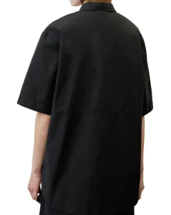 Chemise manches larges poches noire