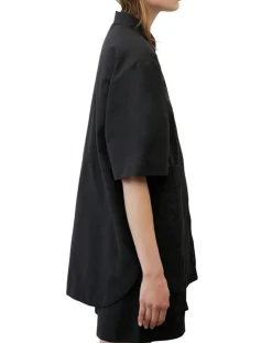 Chemise manches larges poches noire