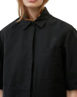 Chemise manches larges poches noire