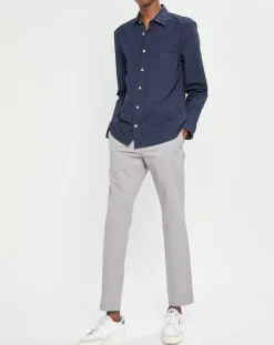 Chemise manches longues Poplin Sf Poche bleu marine