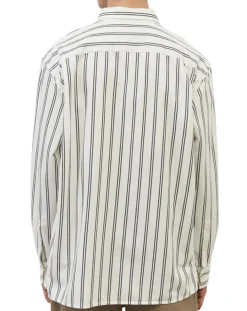 Chemise manches longues Rayée Poche blanc/noir