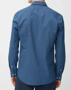 Chemise Micro Motif Velours bleu foncé