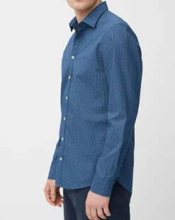 Chemise Micro Motif Velours bleu foncé