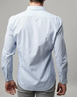 Chemise Micro Motif Vélo blanc/bleu