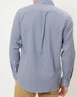 Chemise motifs texturés regular fit bleu/blanc