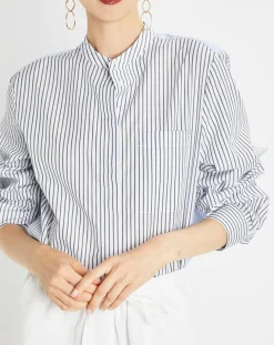 Chemise multi rayures blanc/bleu