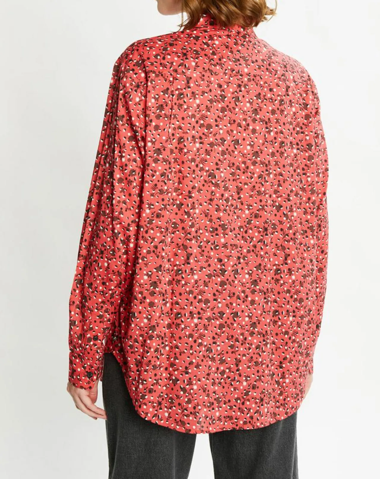 Chemise Oversize en Coton Bio mélangé imprimée rouge