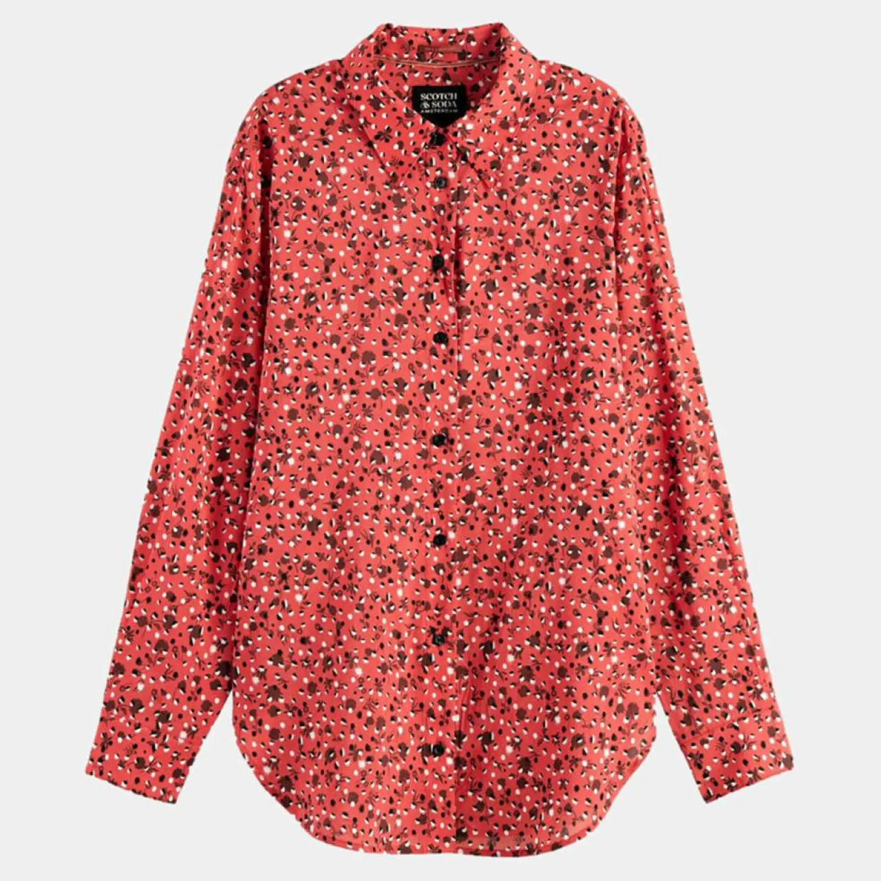 Chemise Oversize en Coton Bio mélangé imprimée rouge