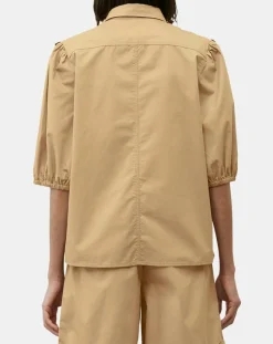 Chemise paperbag pinces manches 3/4 beige