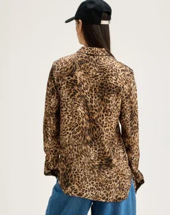 Chemise Pekin léopard marron