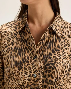 Chemise Pekin léopard marron