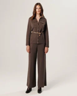 Chemise Rachida poches poitrine marron havane