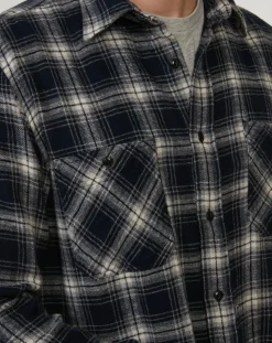 Chemise regular en Flanelle Pocket à carreaux gris/marine