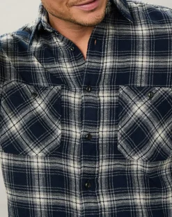 Chemise regular en Flanelle Pocket à carreaux gris/marine