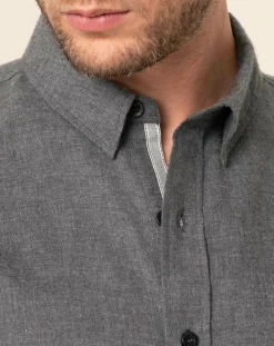 Chemise regular en Flanelle Leroy gris chiné