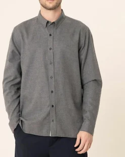 Chemise regular en Flanelle Leroy gris chiné