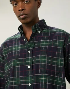 Chemise regular en Flanelle Pitt à carreaux vert/marine